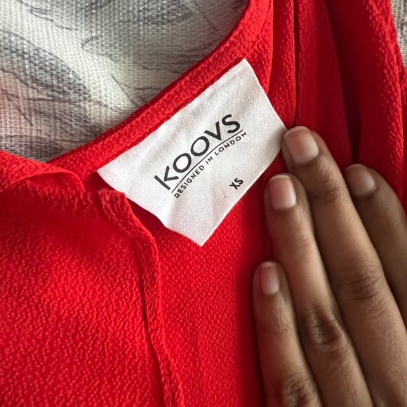 Red Ruffle Wrap Dress (XS) - Picture 7 of 10